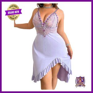 Plus Size 3D Floral Lace Babydoll Chemise Nightgown Sleepwear
